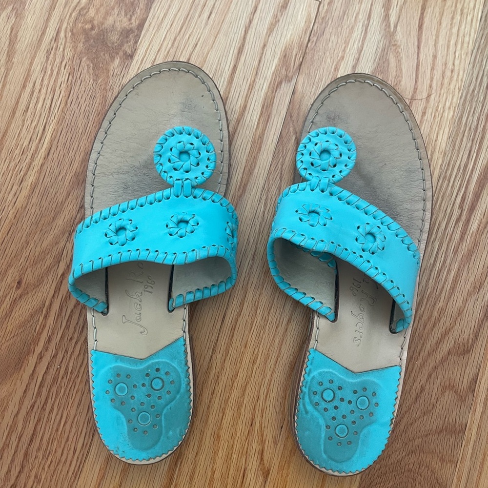 Jack Rogers Turquoise Leather Sandals size 8